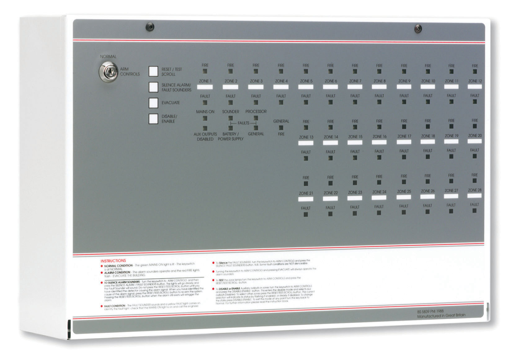 16 zone MFP fire panel expandable to 28