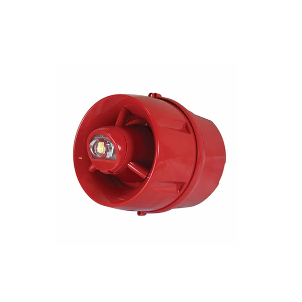 Addressable loop powered combined Sounder/Beacon with Voice Alarm, Weatherproof, Deep Base IP33C, Hi-Output, Red -EN54-3 compliant